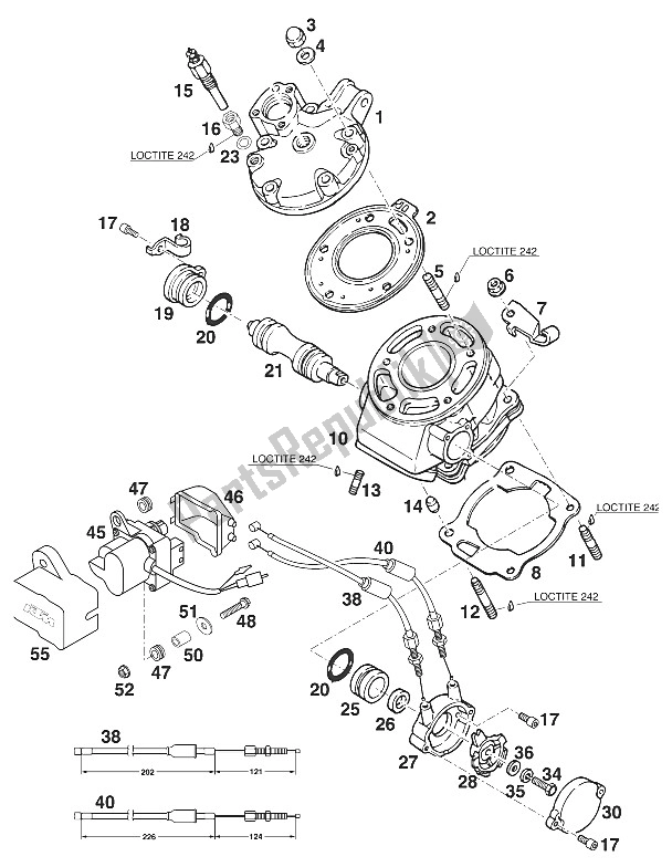 Tutte le parti per il Testata Euro 125 '97 del KTM 125 LC2 80 Orange Europe 1997