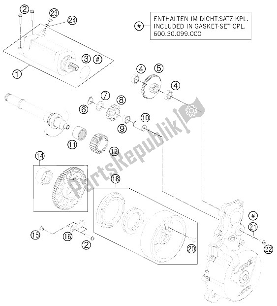 All parts for the Electrical Starter of the KTM 990 Supermoto R Australia United Kingdom 2011