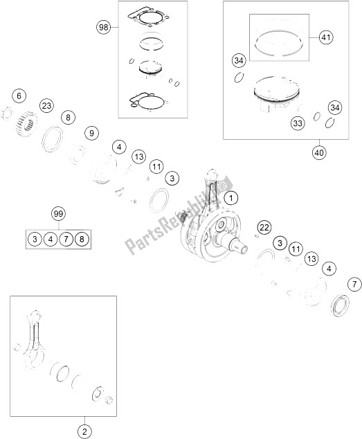 All parts for the Crankshaft, Piston of the KTM Freeride 350 Australia 2015