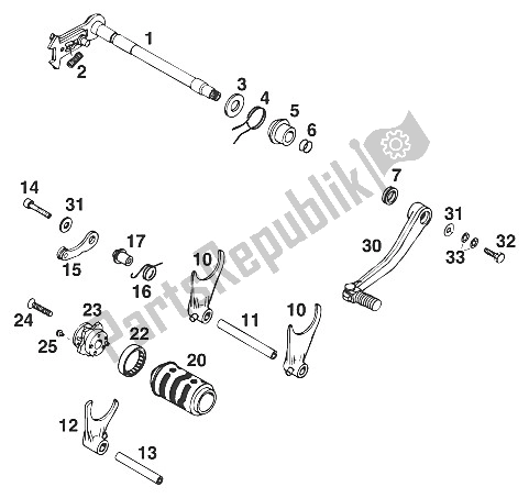 All parts for the Gear Change Mechanism 350-620 Lc4'95 of the KTM 620 SX WP Europe 1994