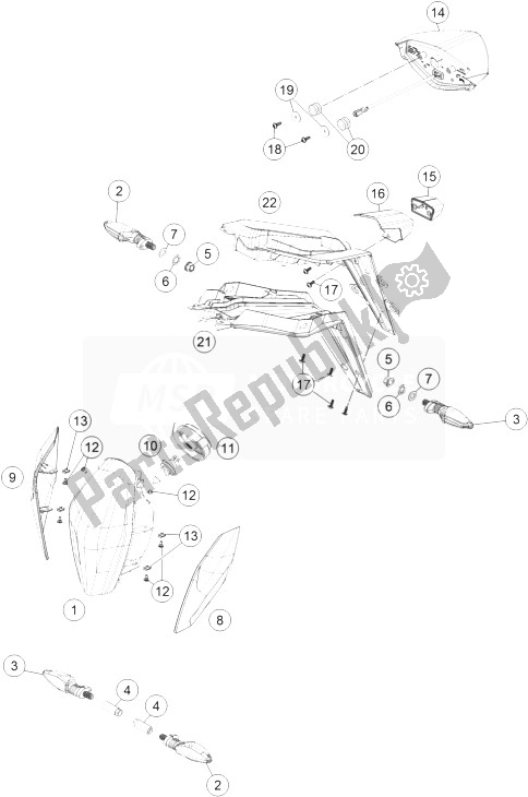 All parts for the Lighting System of the KTM 1290 Superduke R Orange ABS 14 Australia 2014