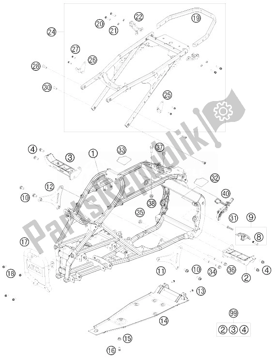 All parts for the Frame of the KTM 450 SX ATV Europe 2010