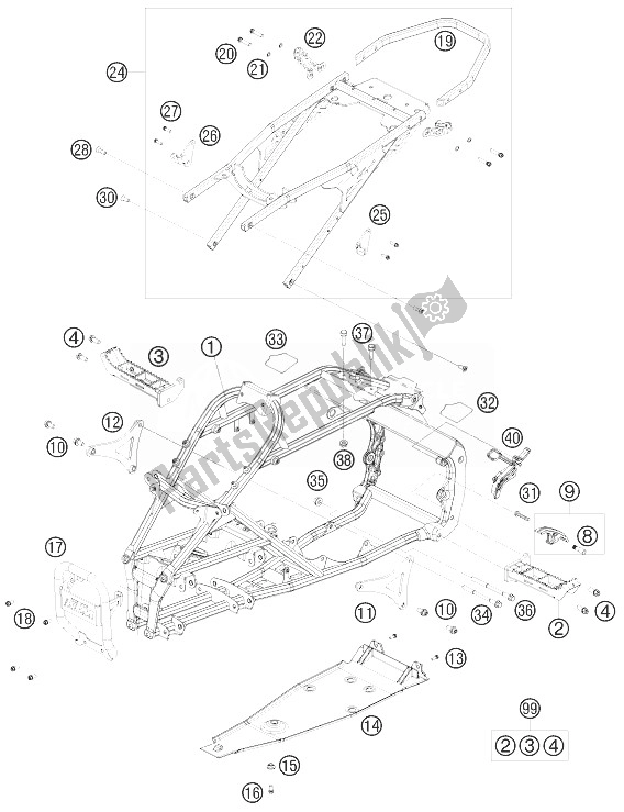 All parts for the Frame of the KTM 450 SX ATV Europe 2010