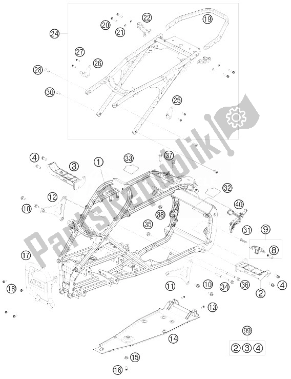 Tutte le parti per il Telaio del KTM 505 SX ATV Europe 2010