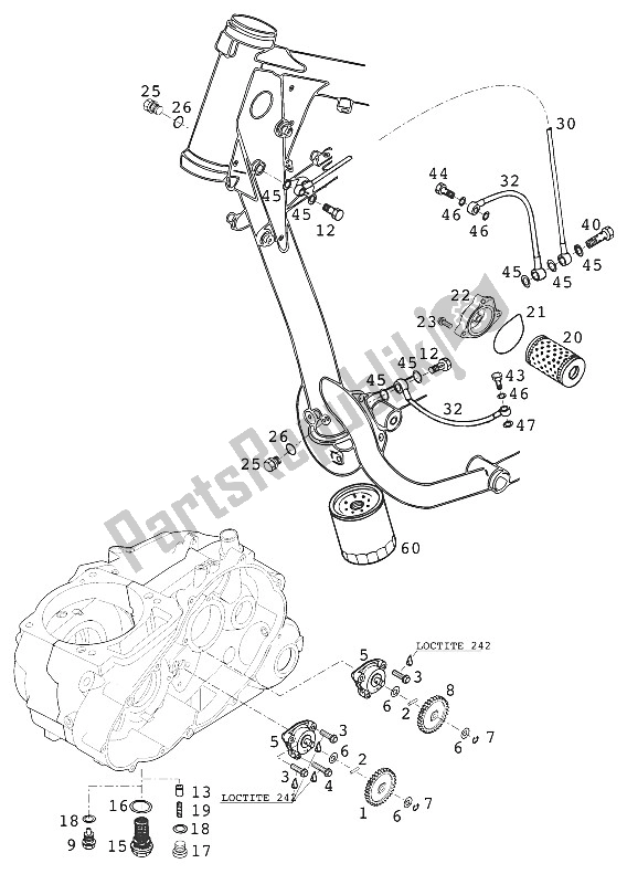 Tutte le parti per il Sistema Di Lubrificazione Lc4-e del KTM 640 Duke II Australia 2000