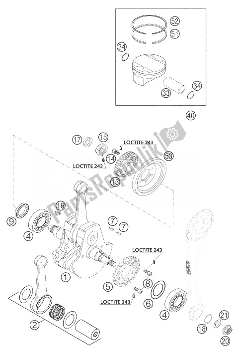 All parts for the Crankshaft, Piston 450/525 Smr of the KTM 450 SMR Europe 2004