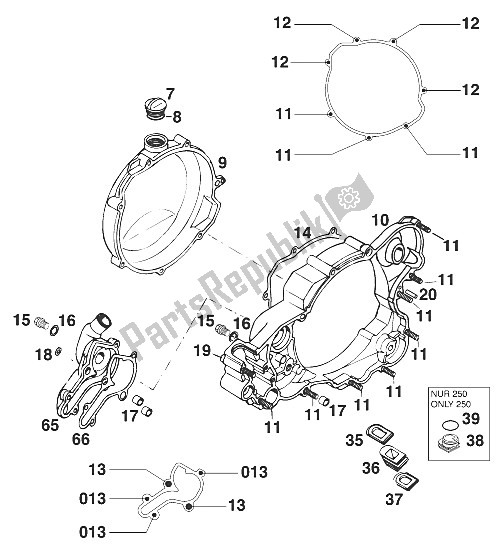 Todas as partes de Tampa Da Embreagem 250/300/380 2000 do KTM 250 SX USA 2000