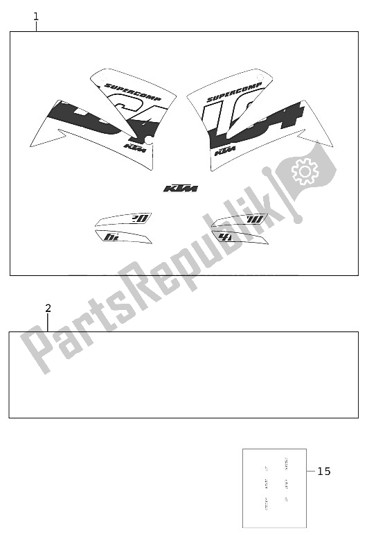 Todas as partes de Decalque 400/620 Sc 2000 do KTM 620 SC Australia 2000