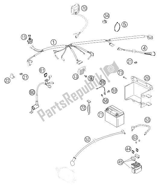 All parts for the Wiring Harness 400/520 Exc Usa of the KTM 400 MXC Racing USA 2002