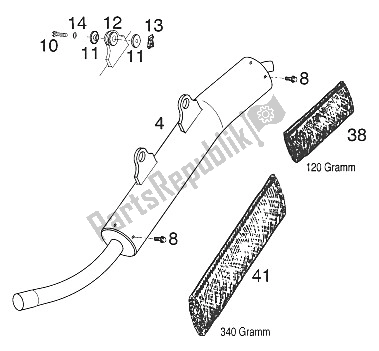 All parts for the Silencer 125 Exe 2000 of the KTM 125 EXE 80 Europe 2000