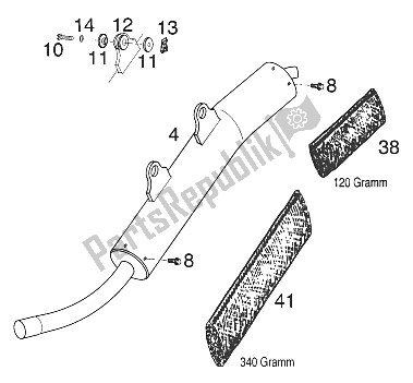 All parts for the Silencer 125 Exe 2000 of the KTM 125 Supermoto 100 Europe 2001