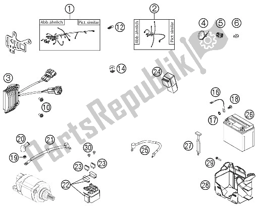 Tutte le parti per il Cablaggio Elettrico del KTM 250 XCF W USA 2012