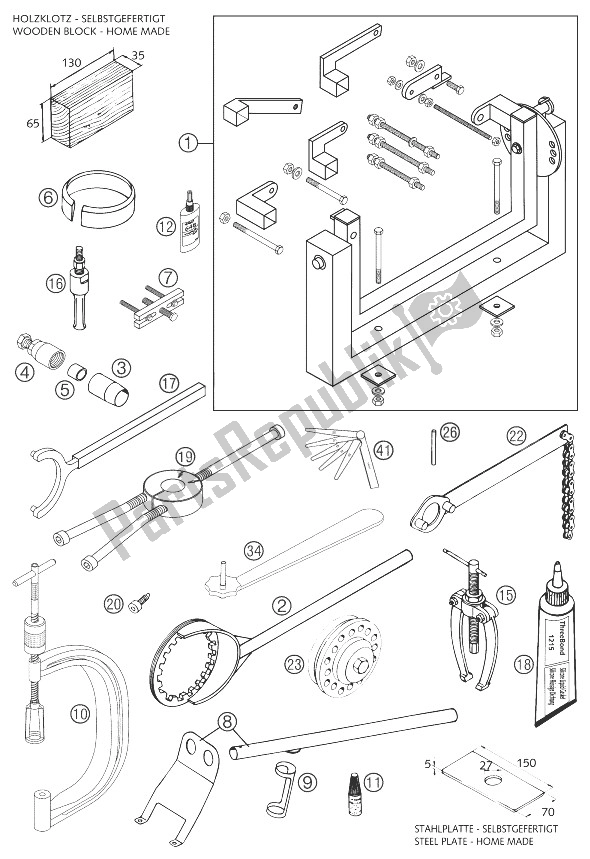 Tutte le parti per il Attrezzi Speciali 625 del KTM 625 SMC Australia United Kingdom 2004