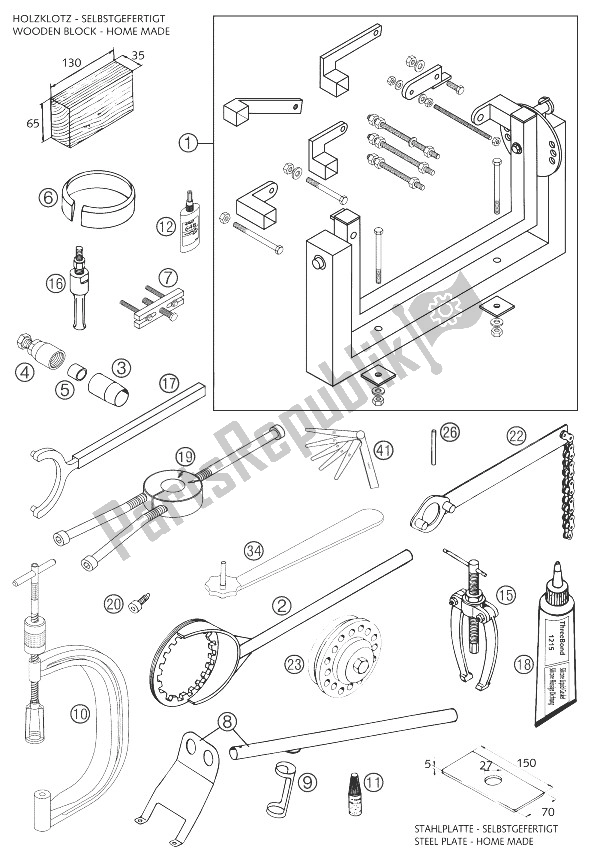 Todas las partes para Herramientas Especiales 625 de KTM 625 SMC USA 2004