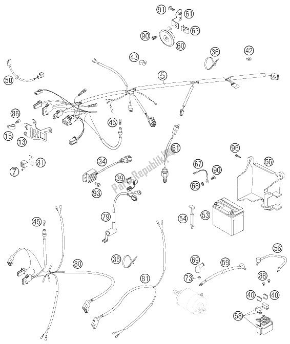 All parts for the Wirring Harness of the KTM 450 EXC Factory Europe 2005