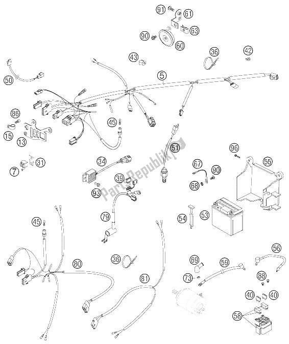 Todas las partes para Arnés De Cableado de KTM 525 EXC Factory Europe 2005