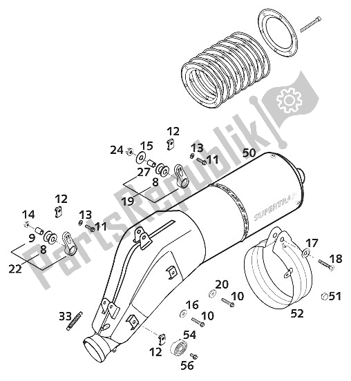 Todas las partes para Silenciador 400/640 Lc4 Usa 200 de KTM 640 LC 4 USA 2001