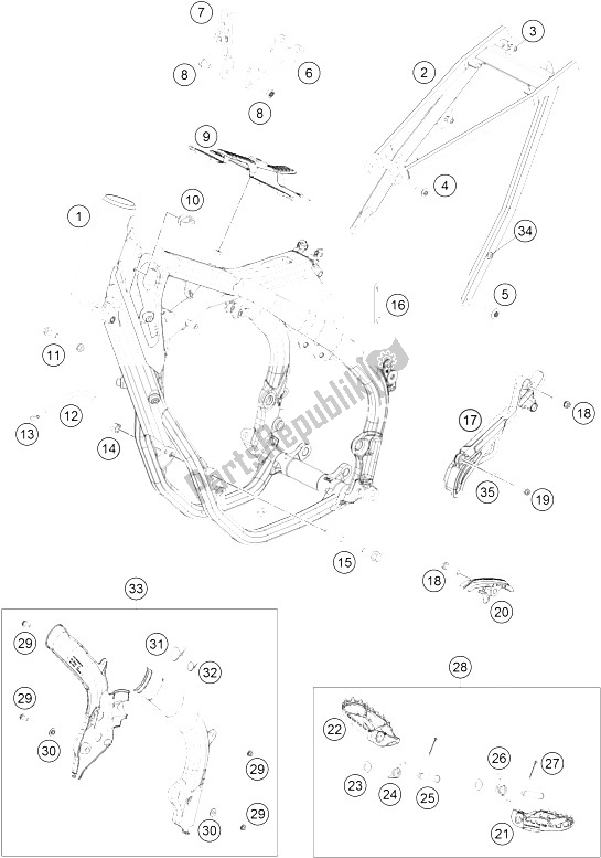 Toutes les pièces pour le Cadre du KTM 250 SX F Factory Edition USA 2015