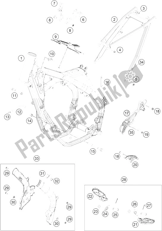 All parts for the Frame of the KTM 250 SX F Factory Edition USA 2016