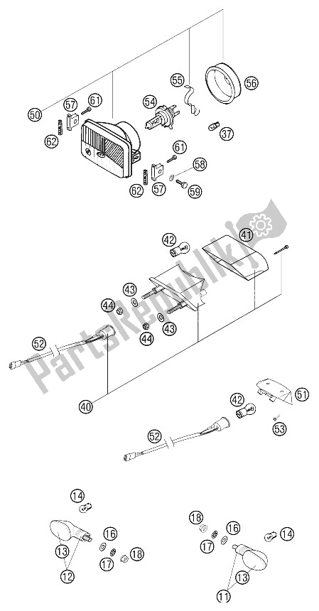 Tutte le parti per il Fanale Anteriore, Fanale Posteriore, Lampeggiatore del KTM 250 EXC Racing Australia 2002