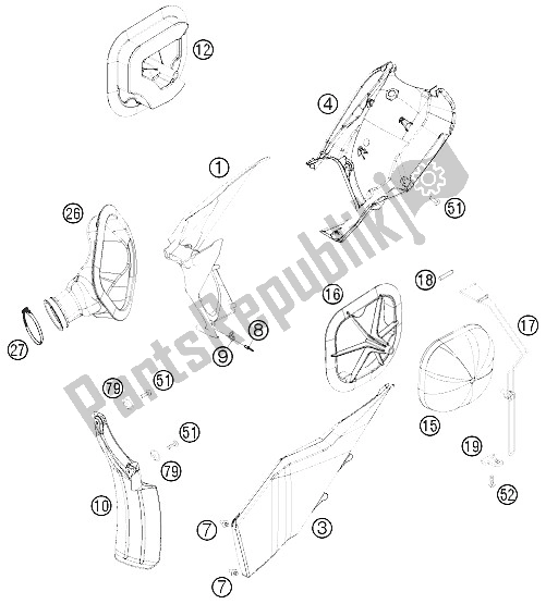 Alle onderdelen voor de Luchtfilter van de KTM 250 EXC F Australia 2009