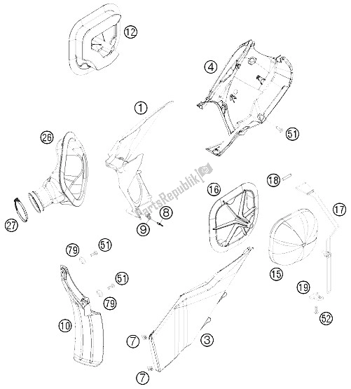 All parts for the Air Filter of the KTM 250 EXC F Australia 2011