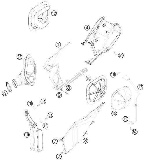 Wszystkie części do Filtr Powietrza KTM 250 EXC F Factory Edit Europe 2011