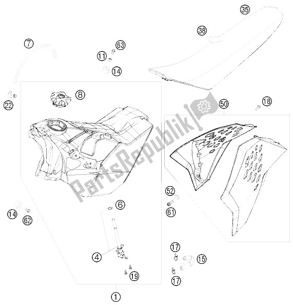 All parts for the Tank, Seat, Cover of the KTM 530 XCR W USA 2008