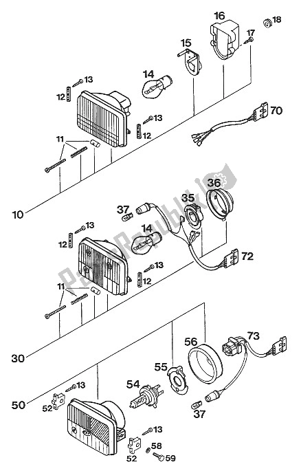 Tutte le parti per il Faro Anteriore Lc4'93 del KTM 350 E XC 4T Europe 1994