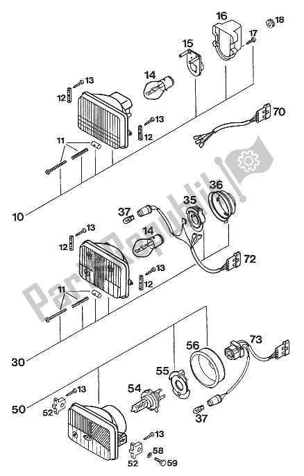 Alle onderdelen voor de Koplamp Lc4'93 van de KTM 400 Duke 20 KW Europe 1994