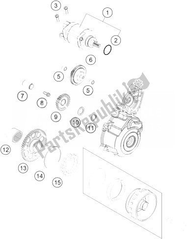 All parts for the Electric Starter of the KTM 250 EXC F Australia 2014