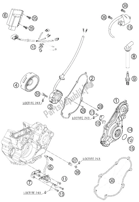 Alle onderdelen voor de Ontbrandingssysteem van de KTM 450 SX F Europe 2008