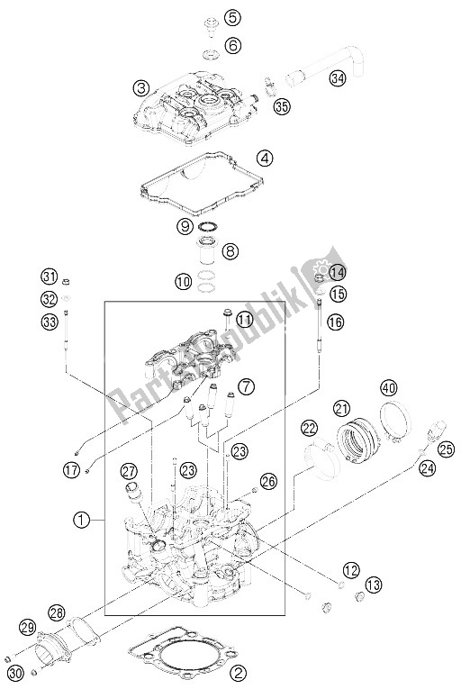 Wszystkie części do G? Owica Cylindra KTM 350 EXC F Australia 2012