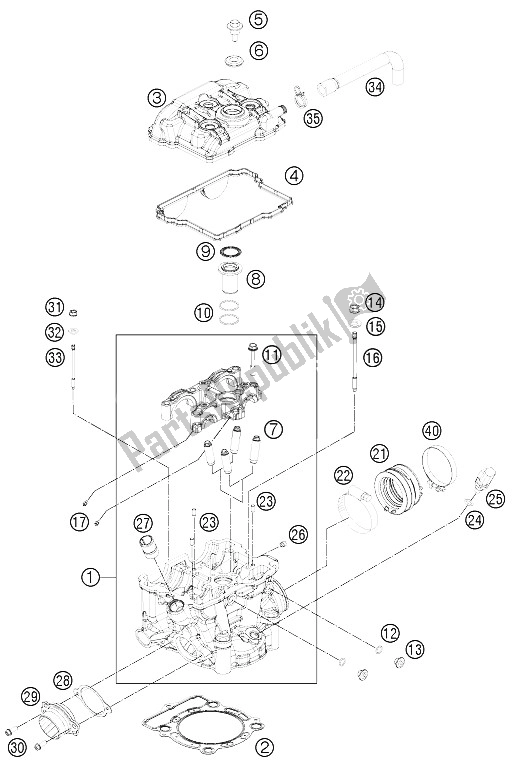 Todas las partes para Cabeza De Cilindro de KTM 350 EXC F Europe 2012