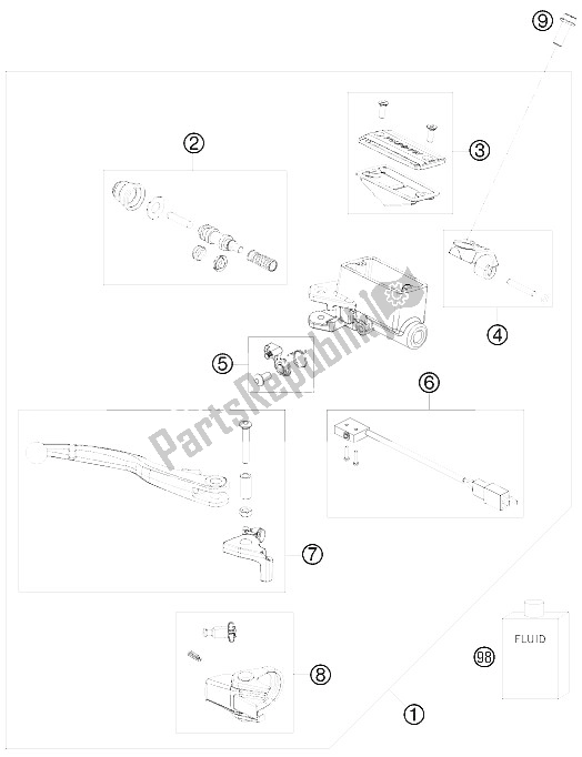 Todas las partes para Cilindro De Freno De Mano de KTM 450 SX ATV Europe 2009