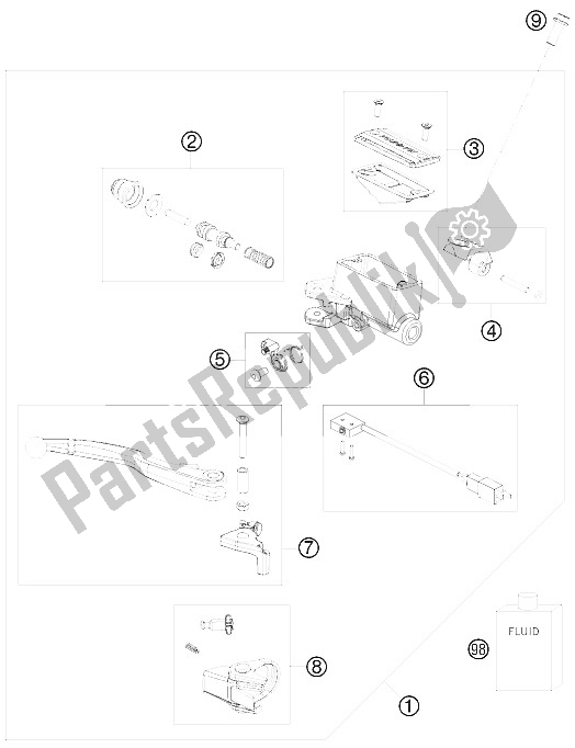 All parts for the Hand Brake Cylinder of the KTM 525 XC ATV Europe 2008