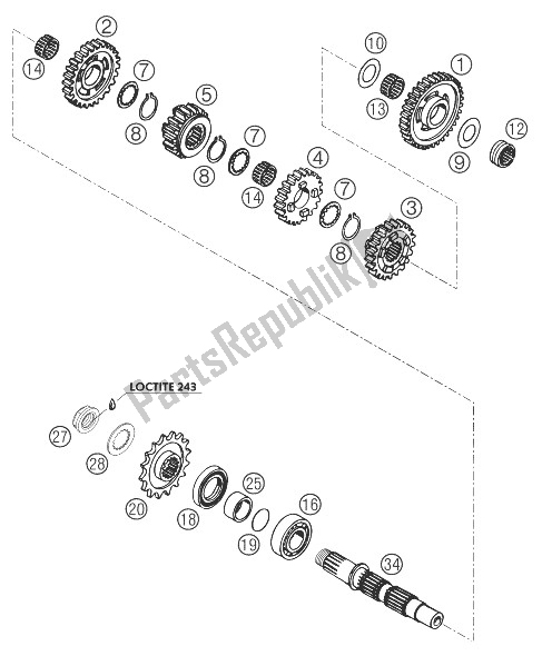 All parts for the Transmission Ii - Countershaft of the KTM 625 SMC USA 2004