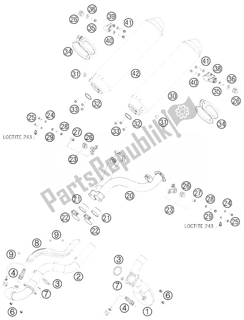 Toutes les pièces pour le Système D'échappement du KTM 990 Adventure R USA 2010