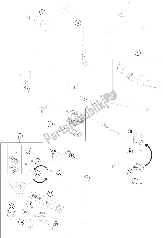All parts for the Handlebar, Controls of the KTM Freeride 350 Australia 2015 All parts for the Handlebar, Controls of the KTM Freeride 350 Australia 2015