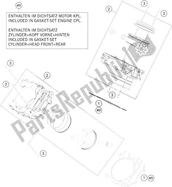 Tutte le parti per il Cilindro del KTM 1290 Super Adventure WH ABS 15 Australia 2015