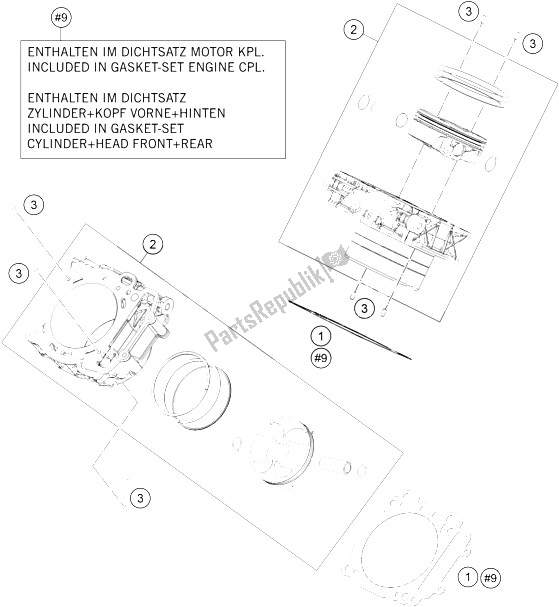 All parts for the Cylinder of the KTM 1290 Super Adventure WH ABS 16 France 2016