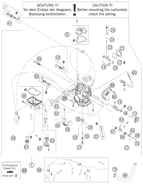 Todas las partes para Carburador de KTM 450 SMR Europe 2006