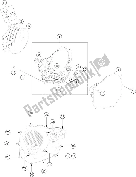 Tutte le parti per il Coperchio Frizione del KTM 450 XC F USA 2016