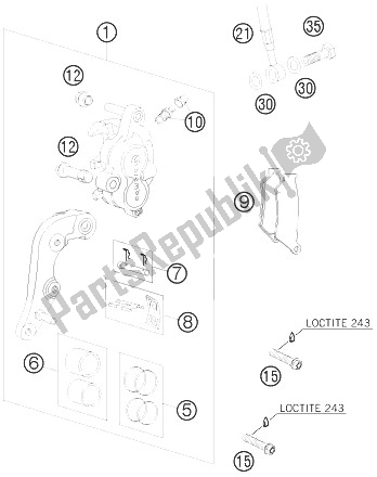 All parts for the Brake Caliper Front of the KTM 530 EXC Champion Edit USA 2010