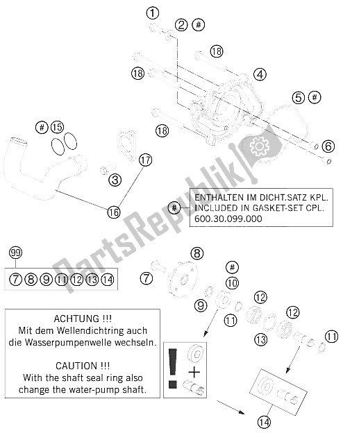 All parts for the Water Pump of the KTM 990 Super Duke Black Europe 2011