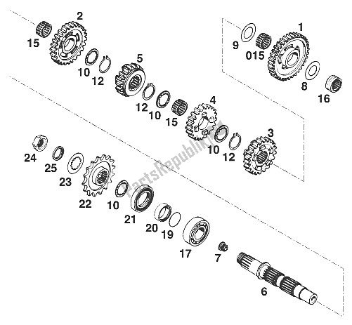 All parts for the Gearbox Ii 350-620 Lc4'95 of the KTM 620 SX WP Europe 1994