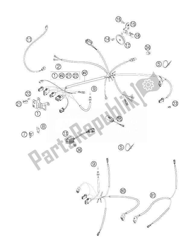 Todas las partes para Arnés De Cableado de KTM 200 EXC Australia 2007