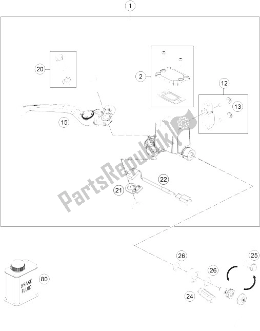 All parts for the Hand Brake Cylinder of the KTM 690 Enduro R ABS Australia 2015