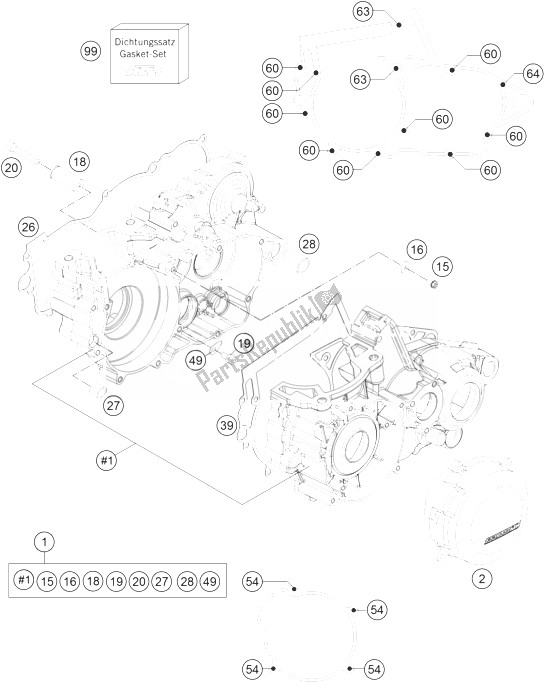 Tutte le parti per il Cassa Del Motore del KTM 250 SX USA 2013