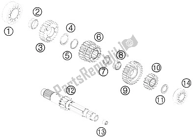 All parts for the Transmission I - Main Shaft of the KTM 950 Super Enduro R USA 2008